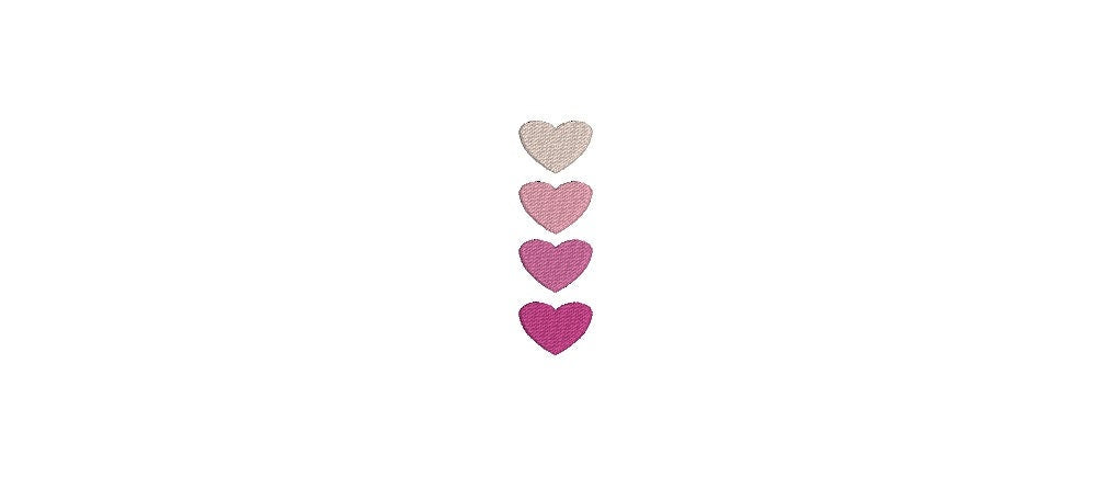 Four Hearts mini machine embroidery design, 3 sizes, digitized embroidery pattern, embroidery file for machine