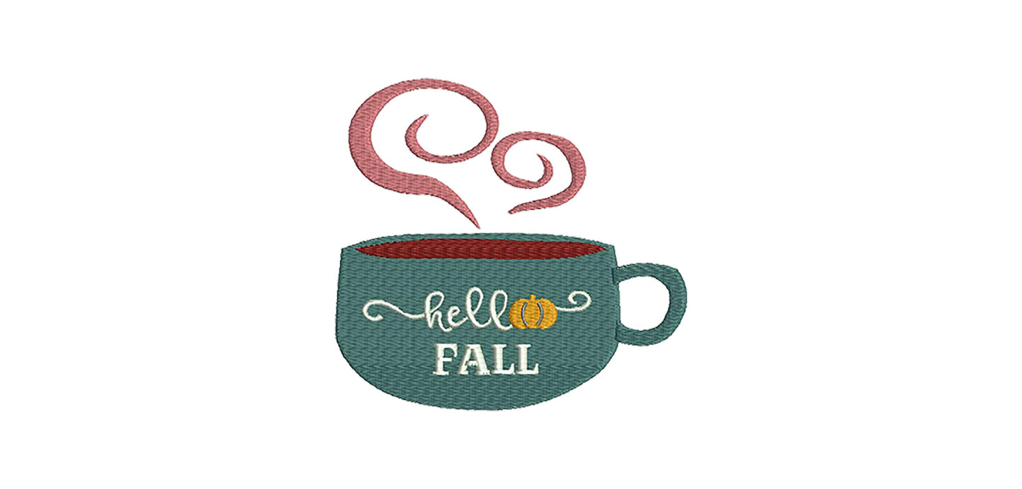 Coffee machine embroidery design, pumpkin embroidery, instant download, 3 sizes, digitized embroidery pattern, pes brother file