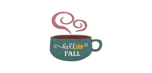 Coffee machine embroidery design, pumpkin embroidery, instant download, 3 sizes, digitized embroidery pattern, pes brother file