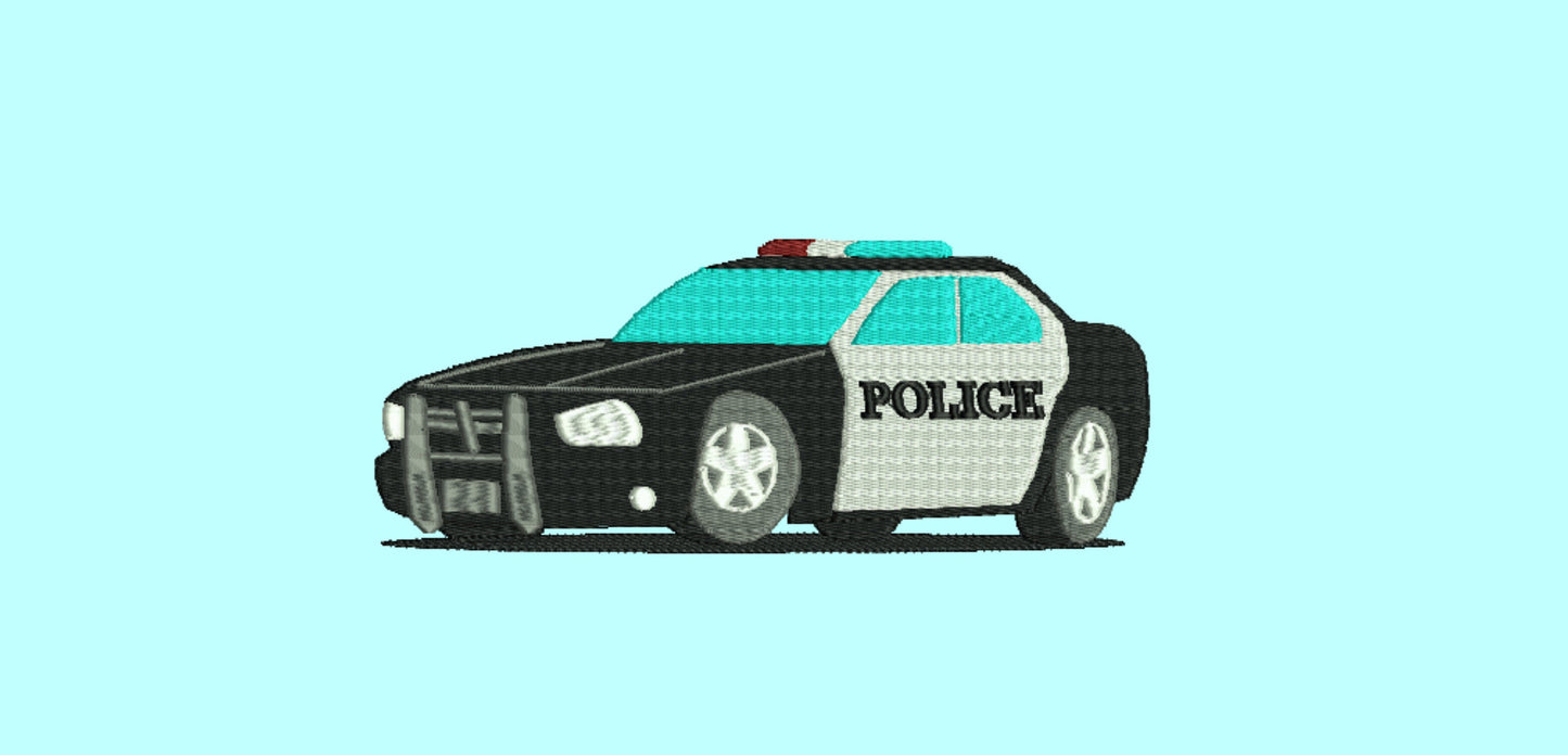 Car machine embroidery design, vehicle embroidery design, cops embroidery, police embroidery, siren embroidery, boy embroidery