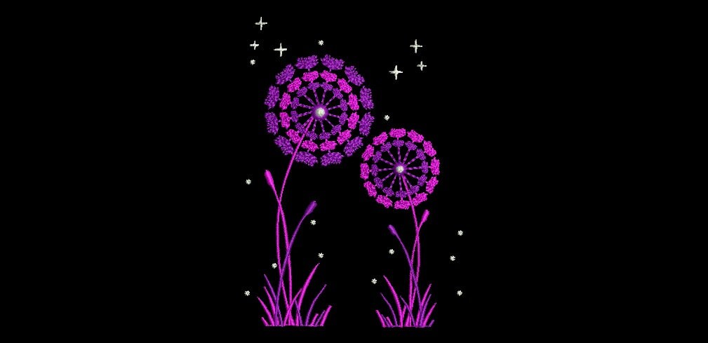 Dandelion machine embroidery design, flower machine embroidery, colorful embroidery, 3 sizes, digitized embroidery pattern, brother pes file