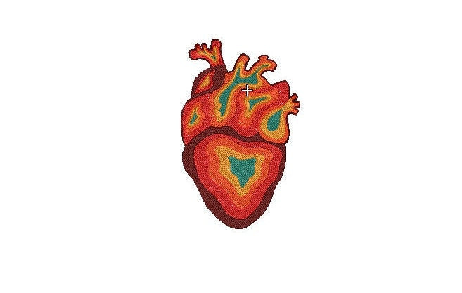 Anatomy machine embroidery design, realistic embroidery, heart embroidery, embroidery file, 8 sizes, digitized embroidery pattern, pes file