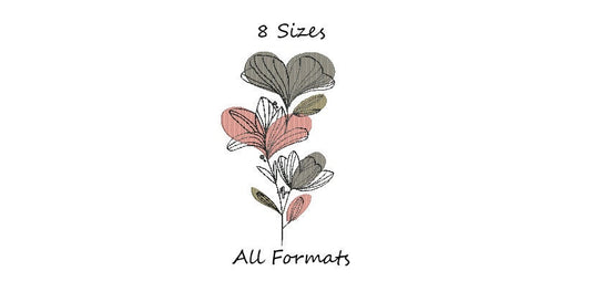 Flower machine embroidery design, floral embroidery, 8 sizes, instant download, digitized embroidery pattern, watercolor embroidery file