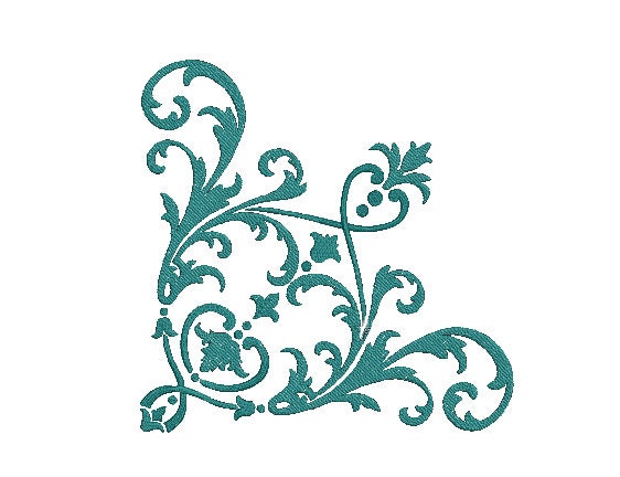 Corner machine embroidery design, floral embroidery, napkin embroidery, tablecloth embroidery, 8 sizes, digitized pattern, instant download