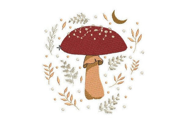 Fly agaric machine embroidery design, toadstool embroidery, mushroom embroidery, 4 sizes, instant download, digitized embroidery pattern