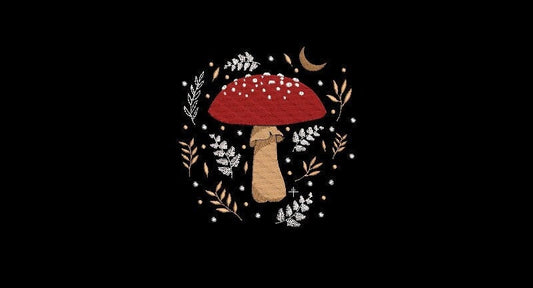 Fly agaric machine embroidery design, toadstool embroidery, mushroom embroidery, 4 sizes, instant download, digitized embroidery pattern